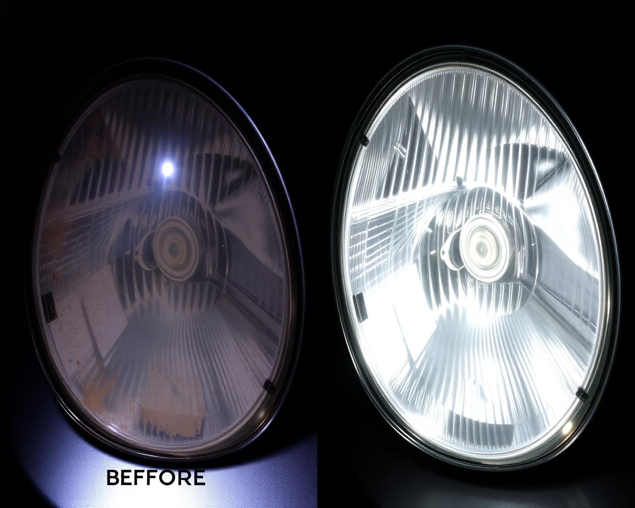 Headlight Restoration before and after detailing